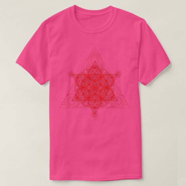 Camiseta Rojo de la superpirámide del triángulo (Diseño del anverso)