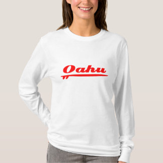 Camiseta Rojo de la tabla hawaiana de Oahu