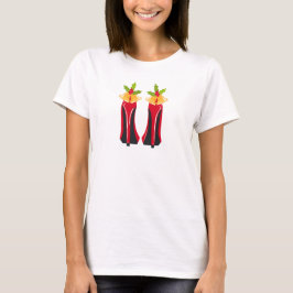 Camiseta Rojo de tacones altos con campanas de Navidades
