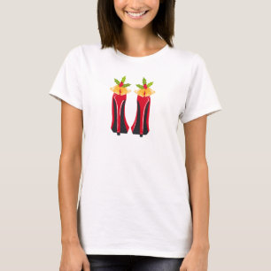 Camiseta Rojo de tacones altos con campanas de Navidades