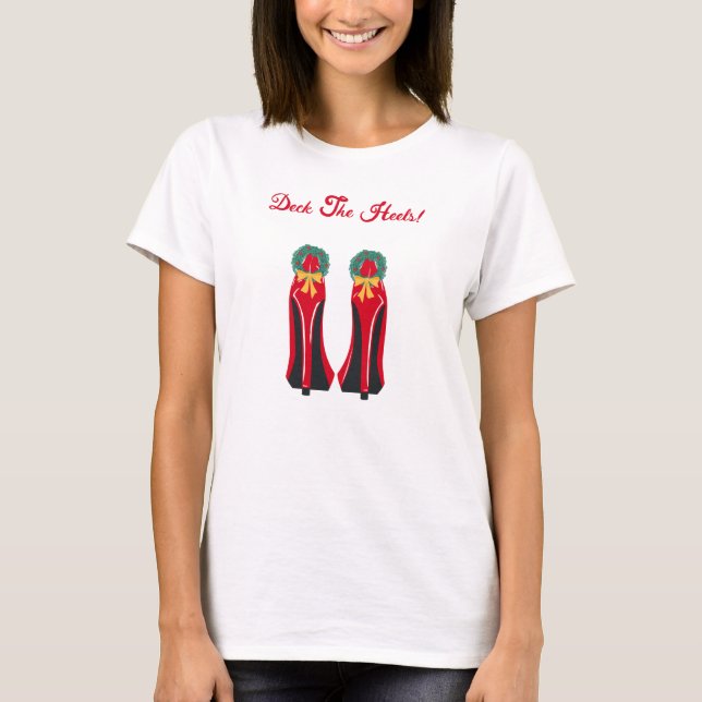 Camiseta Rojo de tacones altos con coronas Navidades (Anverso)
