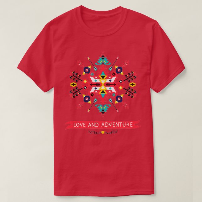 Camiseta Rojo decorativo nativo (Diseño del anverso)