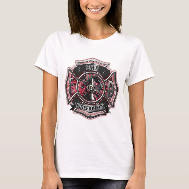 Camiseta Rojo del bombero de EMT (Anverso)
