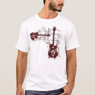 Camiseta Rojo del gráfico 2 de la guitarra