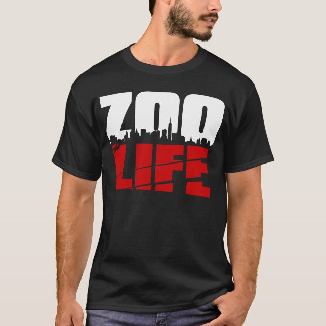 Camiseta Rojo del paisaje urbano de ZooLife (Anverso)