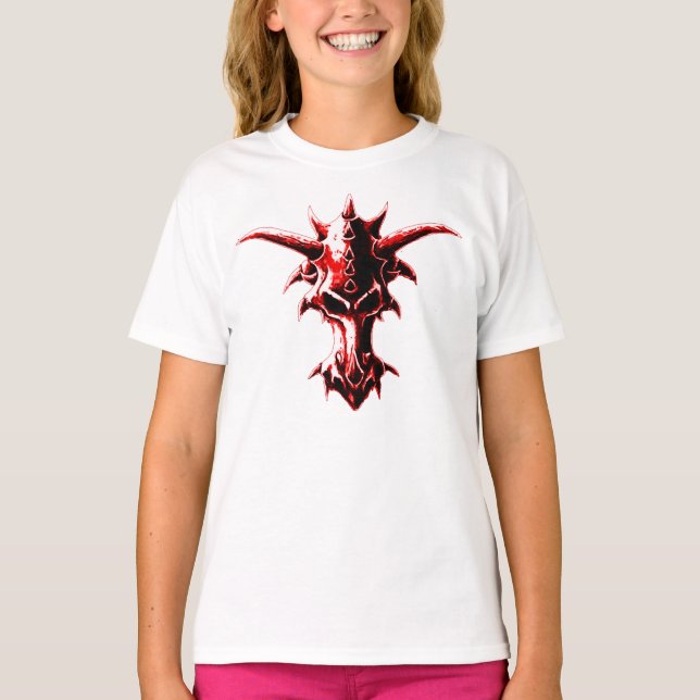 Camiseta Rojo demoníaco del cráneo del dragón (Anverso)