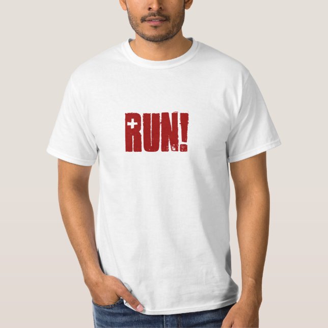 Camiseta rojo divertido "funcionamiento!" Funcionamiento (Anverso)