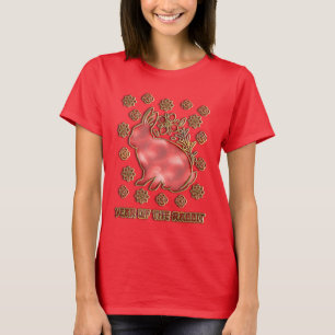 Camiseta Rojo Dorado 2023 Conejo Año Nuevo Lunar Chino