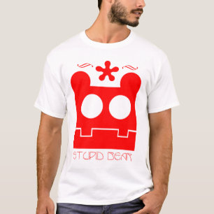 Camiseta rojo estúpido del desgaste del oso