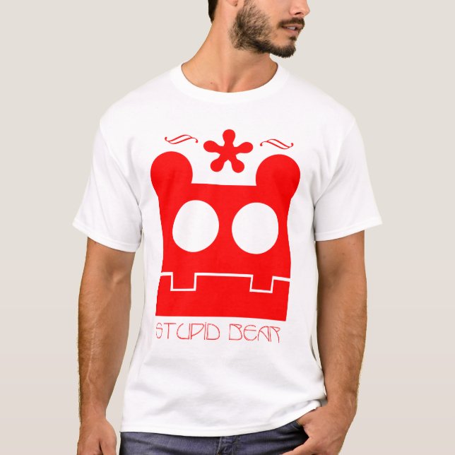 Camiseta rojo estúpido del desgaste del oso (Anverso)