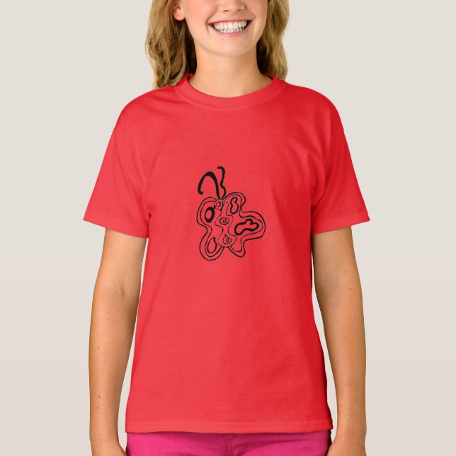 Camiseta Rojo Flauta Flauta B&W Doodle T-Shirt (Anverso)