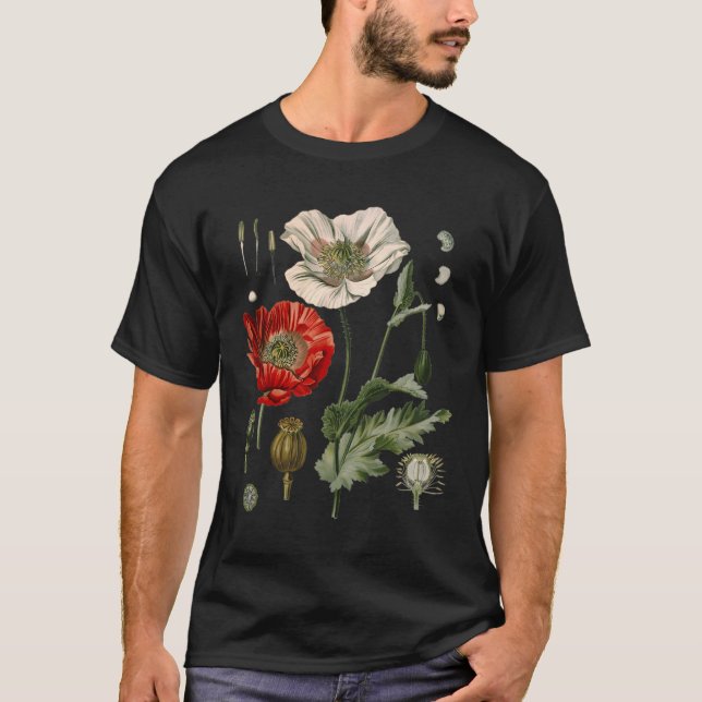 Camiseta Rojo Flor de amapola Poppies Botánicos Rojo (Anverso)