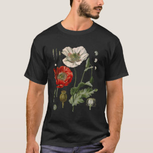 Camiseta Rojo Flor de amapola Poppies Botánicos Rojo