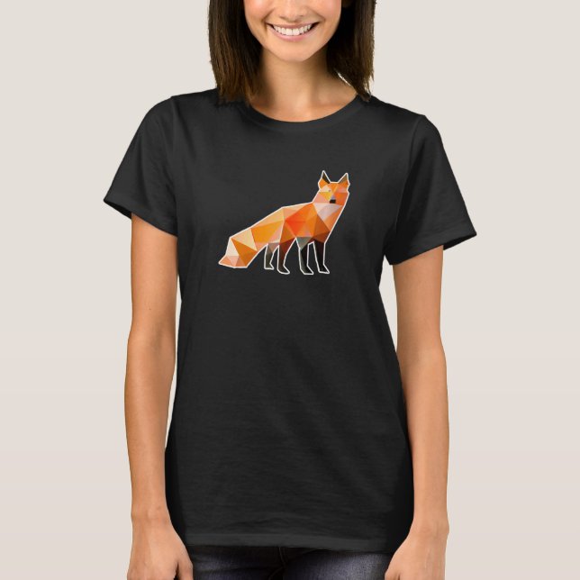 Camiseta Rojo Fox de bajo polígono animal (Anverso)