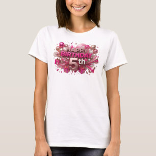 Camiseta ROJO IMPACTANTE FELIZ CUMPLEAÑOS 5º