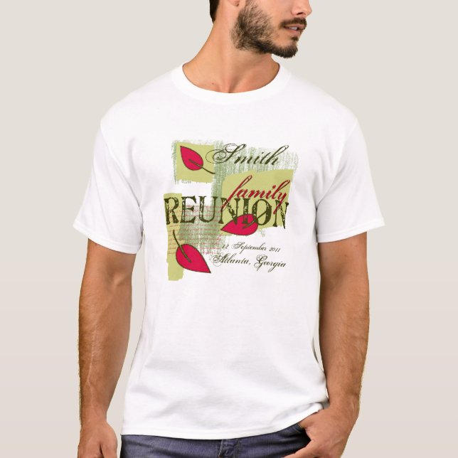 Camiseta Rojo Leaf Custom Name Family Reunion (Anverso)