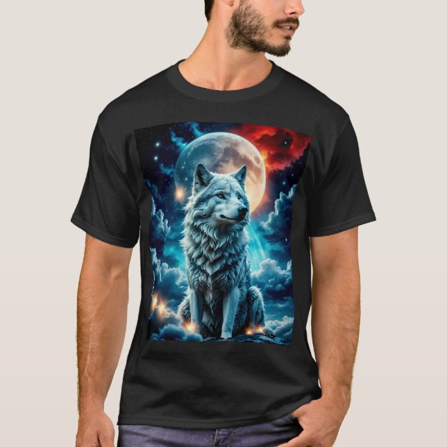 Camiseta Rojo, Lobo Blanco y Azul (Anverso)