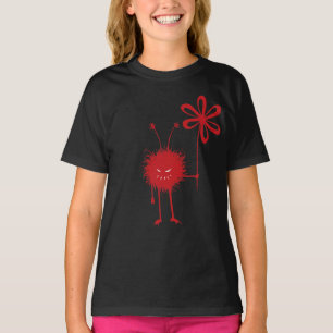 Camiseta Rojo Malvado Flor Bug 3/4 Niños De Manga