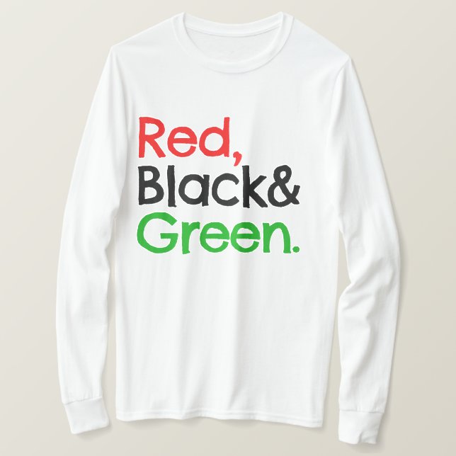 Camiseta Rojo, Negro y Verde-Africano-Estadouniden (Anverso del diseño)
