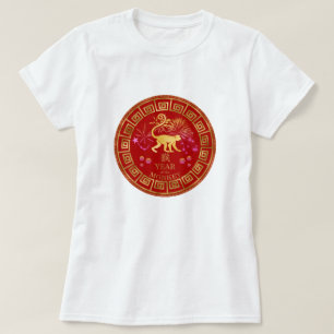 Camiseta Rojo/Oro de mono zodiaco chino ID542