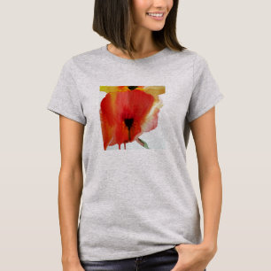 Camiseta Rojo Poppies acuarela arte floral moderno