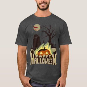 CAMISETA ROJO RAVEN HORROR ART LONESOME ESCELETONES FELIZ H