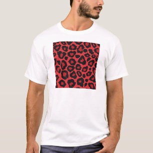 Camiseta Rojo rojo de la impresión del leopardo rocoso de R