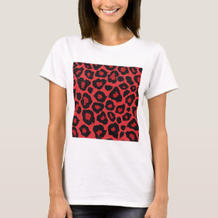 Camiseta Rojo rojo de la impresión del leopardo rocoso de R
