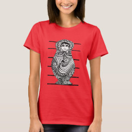 Camiseta Rojo rosado de muñeca rusa