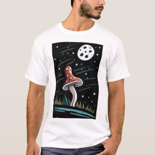 Camiseta Rojo sobre hongo negro para fondo blanco)
