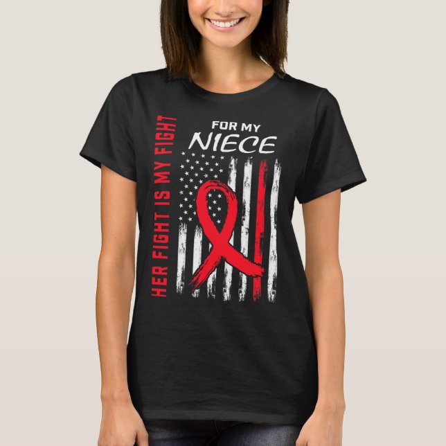 Camiseta Rojo Su Lucha Niece Enfermedad Cardíaca Conciencia (Anverso)