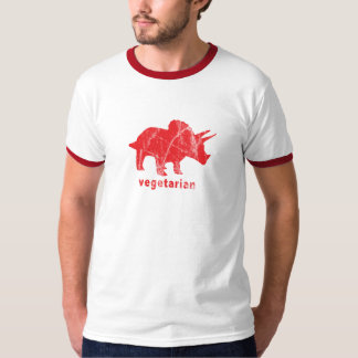 Camiseta Rojo vegetariano del Triceratops del vintage