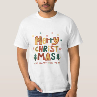 Camiseta Rojo, Verde y Amarillo Navidad Ilustrativa
