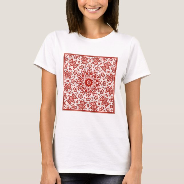 Camiseta rojo y blanco, bandana étnica (Anverso)