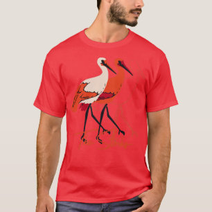 Camiseta Rojo y blanco Los pájaros de la cigüeña