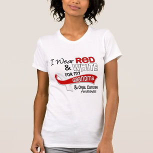 Camiseta Rojo y blanco para el cáncer oral de la abuela