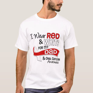 Camiseta Rojo y blanco para el cáncer oral del papá