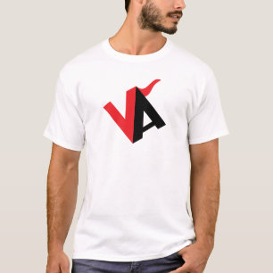 Camiseta Rojo y Negro Clásico Monograma de Letra Minimal VA