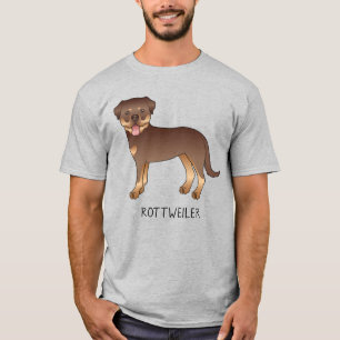 Camiseta Rojo Y Tan Rottweiler Cute Cartog Perro Y Texto