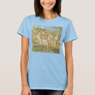 Camiseta Rojos, esquina de un pueblo, invierno por Pissarro