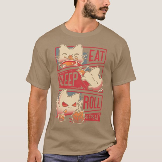 Camiseta Roleplayer Routine Kitten Dice Roll (Anverso)