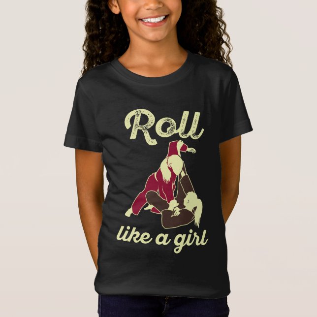 Camiseta Roll Like a Chica brasileño Jiu Jitsu BJJ (Anverso)
