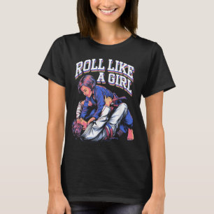 Camiseta Roll Like a Girl Artes Marciales Jiu Jitsu Brasile