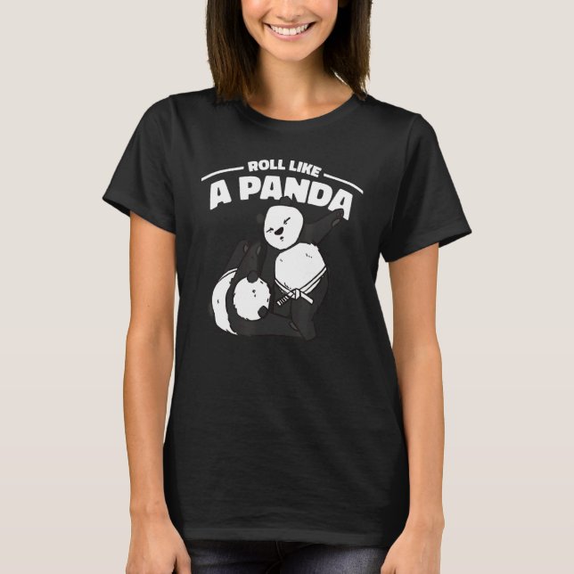 Camiseta Roll Like A Panda Cute Grappling Jiu Jitsu Panda (Anverso)