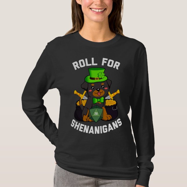 Camiseta Roll Para Shenanigans Rottweiler Dog D20 Rpg St Pa (Anverso)