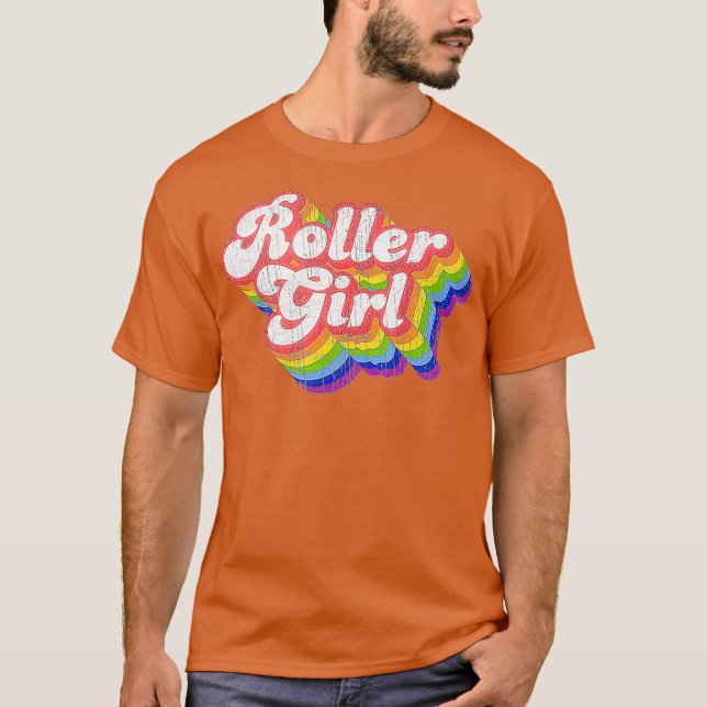 Camiseta Roller Chica Retro Disco Rainbow Roller de 70 (Anverso)