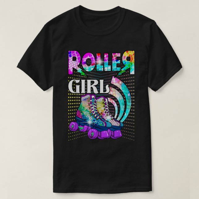 Camiseta Roller Chica Skater Skating Retro Disco de los año (Diseño del anverso)