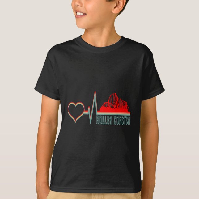 Camiseta Roller Coaster Amusement Park Heartbeat Retro Vint (Anverso)