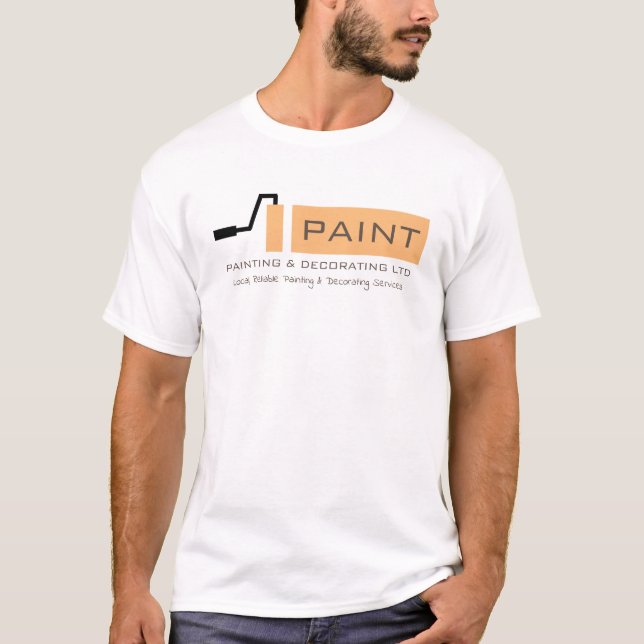 Camiseta Roller de pintura crema, anuncio de pintador y dec (Anverso)
