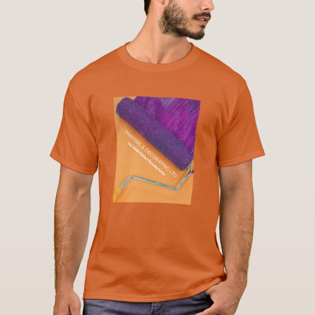 Camiseta Roller de pintura morada, anuncio de pintador y de (Anverso)